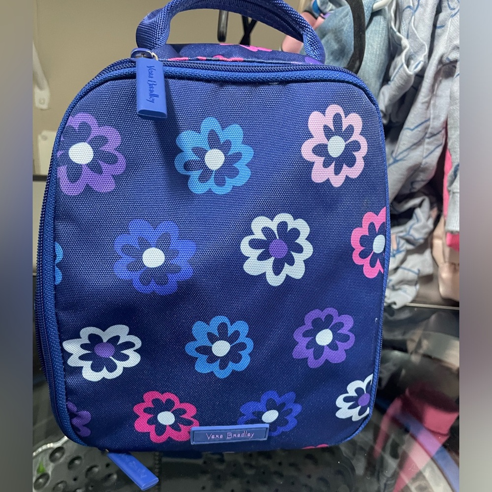 Vera Bradley Insulated Lunch Bag Cooler Blue Pink Daisy Floral